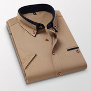Short-sleeved Short Sleeve Men Clothing Shirt Slim-fitting Iron-free Casual